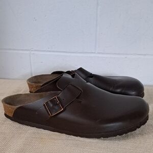 Birkenstock Boston Dark Brown Leather Mule Clogs Sz43 Sz10